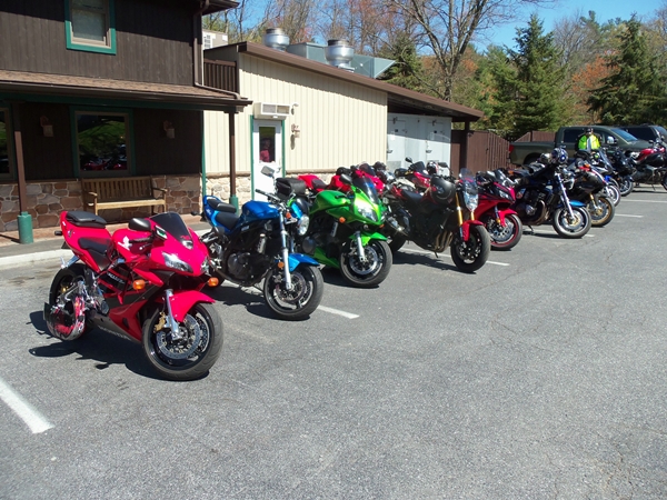 A picture of the bikes at lunch